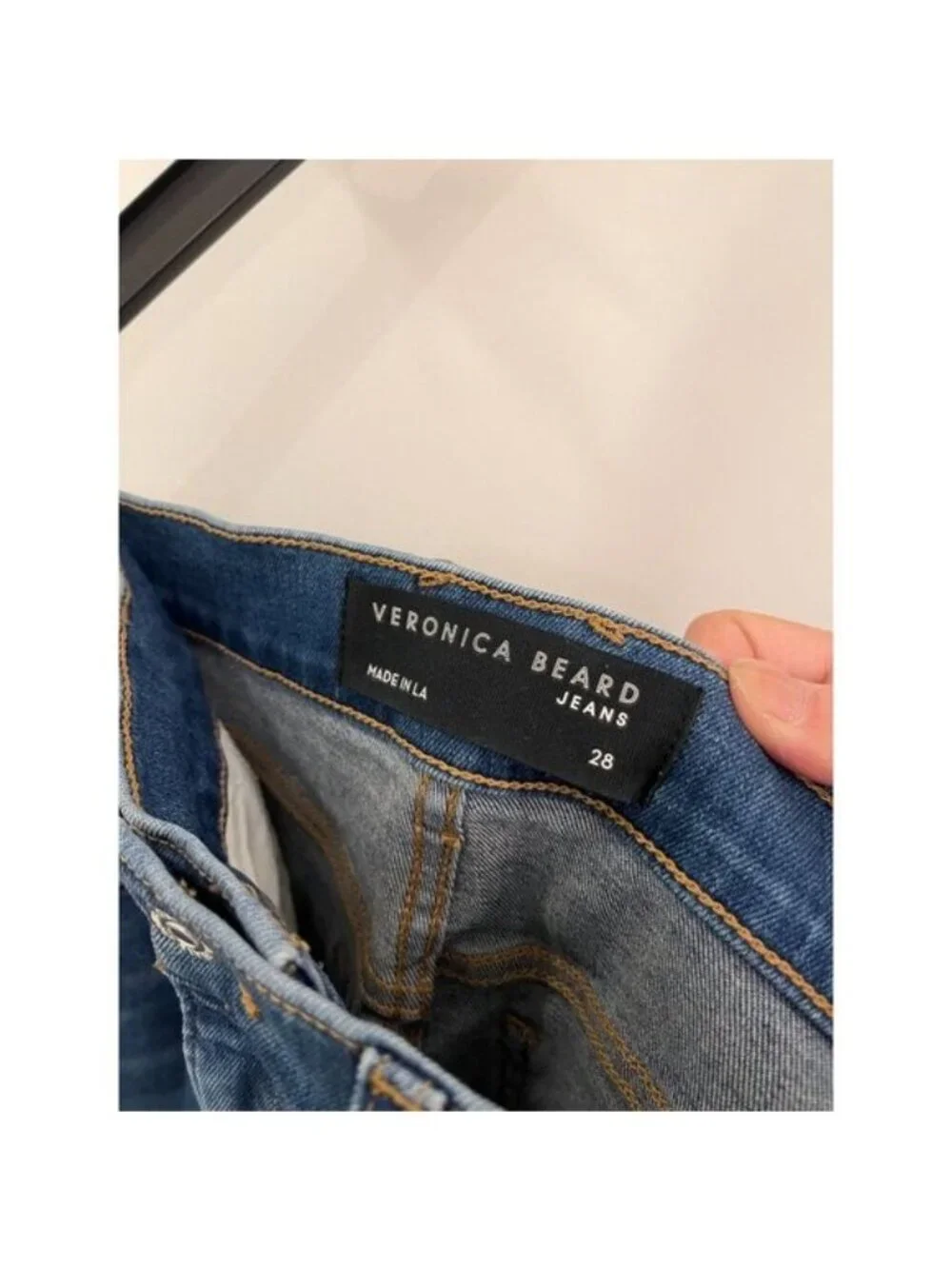NWOT Veronica Beard‎ Carson Ankle Flare High Rise Raw Hem Blue Jeans Size 28